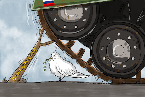 Cartoon: Ukraine-Krise (medium) by leopold maurer tagged truppenabzug,ukraine,krise,krieg,frieden,diplomatie,international,sicherheitskonferenz,nato,russland,usa,muenchen,unklarheit,zuspitzung,ostukraine,friedenstaube,leopold,maurer,cartoon,karikatur,truppenabzug,ukraine,krise,krieg,frieden,diplomatie,international,sicherheitskonferenz,nato,russland,usa,muenchen,unklarheit,zuspitzung,ostukraine,friedenstaube,leopold,maurer,cartoon,karikatur