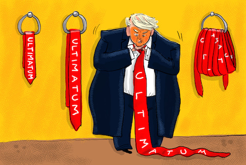 Cartoon: Ultimatum (medium) by leopold maurer tagged usa,trump,iran,krieg,israel,ultimatum,verschieben,strategie,weltwirtschaft,hormuz,strasse,ölkrise,spritpreise,cartoon,karikatur,leopold,maurer,usa,trump,iran,krieg,israel,ultimatum,verschieben,strategie,weltwirtschaft,hormuz,strasse,ölkrise,spritpreise,cartoon,karikatur,leopold,maurer