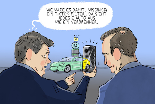 Cartoon: Veto gegen Verbrenner-Aus (medium) by leopold maurer tagged wissing,habeck,verbrenner,aus,veto,angedacht,fuel,auto,elektro,strom,energie,klima,umwelt,klimawandel,eu,deutschland,verkehrsminister,fdp,gruene,wirtschaftsminister,karikatur,cartoon,leopold,maurer,wissing,habeck,verbrenner,aus,veto,angedacht,fuel,auto,elektro,strom,energie,klima,umwelt,klimawandel,eu,deutschland,verkehrsminister,fdp,gruene,wirtschaftsminister,karikatur,cartoon,leopold,maurer