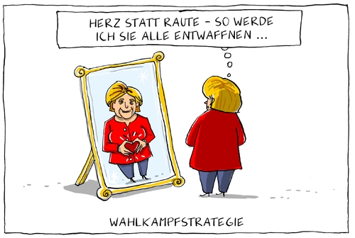 Cartoon: wahlkampfstrategie (medium) by leopold maurer tagged merkel,kanzlerkandidatur,herz,raute,wahlkampf,merkel,kanzlerkandidatur,herz,raute,wahlkampf