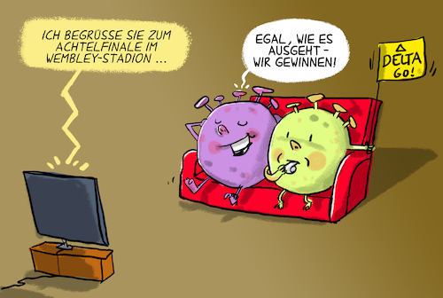 Cartoon: Wembley (medium) by leopold maurer tagged corona,covid,pandemie,delta,variante,em,fußball,achtelfinale,virus,ausbreitung,mutation,corona,covid,pandemie,delta,variante,em,fußball,achtelfinale,virus,ausbreitung,mutation