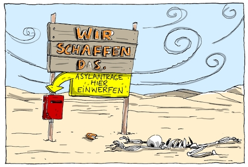 Cartoon: wir schaffen das (medium) by leopold maurer tagged flüchtlingspolitik,flüchtlingsgipfel,migrationsgipfel,paris,eu,deutschland,frankreich,italien,österreich,lybien,afrika,wüste,asylantrag,asylbewerber,asylant,flüchtling,flüchtlingspolitik,flüchtlingsgipfel,migrationsgipfel,paris,eu,deutschland,frankreich,italien,österreich,lybien,afrika,wüste,asylantrag,asylbewerber,asylant,flüchtling