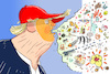 Cartoon: Trumps Hassreden (small) by leopold maurer tagged trump,hass,rechtspopulismus,lügen,gene,erbgut,ideologie,migration,einwanderer,brandstifter,gefahr,demokratie,rechtsstaat,wahlen,präsidentschaftskandidat,usa,republikaner,leopold,maurer,karikatur,cartoon