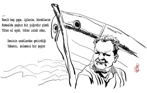 Cartoon: Sea (medium) by Mineds tagged poet,melih,cevdet,anday