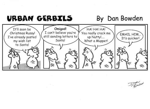 Cartoon: Urban gerbils. Letter 2 Santa (medium) by Danno tagged christmas,santa,humor,funny,comic,strip