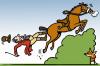 Cartoon: Fox hunt (small) by Ellis Nadler tagged fox,hunt,fall,horse,rider,accident,hedge,animal,saddle,jump