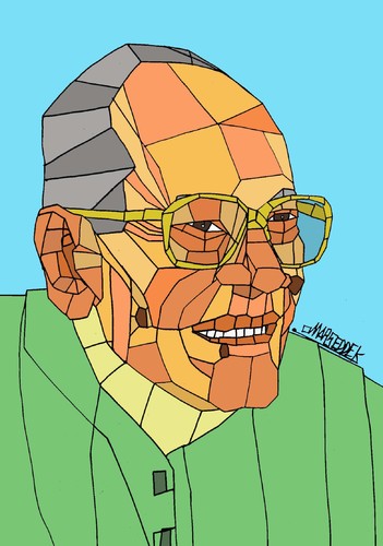 Cartoon: Naguib Mahfouz (medium) by omar seddek mostafa tagged naguib,mahfouz