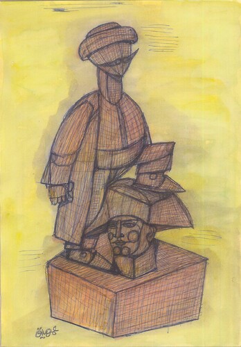Cartoon: Statue of Champollion (medium) by omar seddek mostafa tagged statue,of,champollion