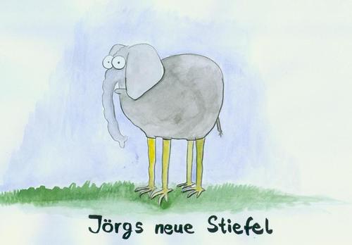 Cartoon: Jörgs neue Stiefel (medium) by timfuzius tagged unsinn,elefant,stiefel