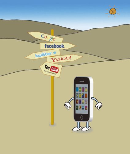 Cartoon: guide sign (medium) by joruju piroshiki tagged guide,sign,information,smart,phone,desert,telephone,yahoo,google,facebook,twitter,youtube,guide,sign,information,smart,phone,desert,telephone,yahoo,google,facebook,twitter,youtube