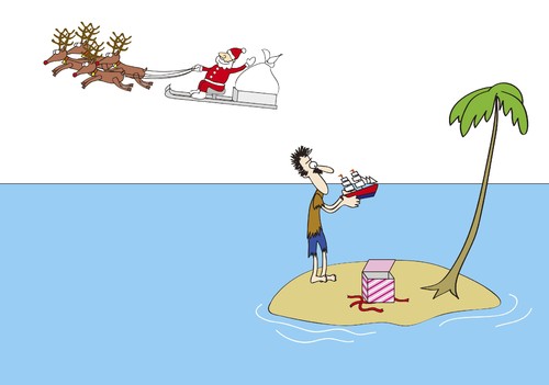 Cartoon: merry christmas (medium) by joruju piroshiki tagged christmas,island,desert,santa,clause,present,christmas,island,desert,santa,clause,present