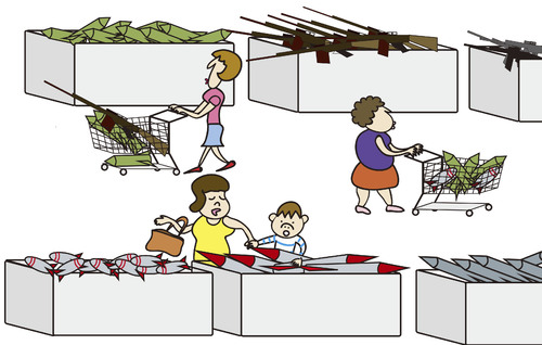 Cartoon: supermarket (medium) by joruju piroshiki tagged supermarket,emporium,department,store,shopping,cart,trolley,supermarket,emporium,department,store,shopping,cart,trolley