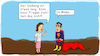 Cartoon: Super-Umhang (small) by Grikewilli tagged fliegen super held action hero superhelden kryptonit manofsteal syfy popkultur comic eltern mutter umhang superkraft superman hereinwachsen zu groß mode stahl