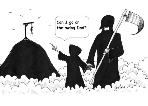 Cartoon: Hanging Around (medium) by Kerina Strevens tagged death,grim,reaper,swing,hang,hill