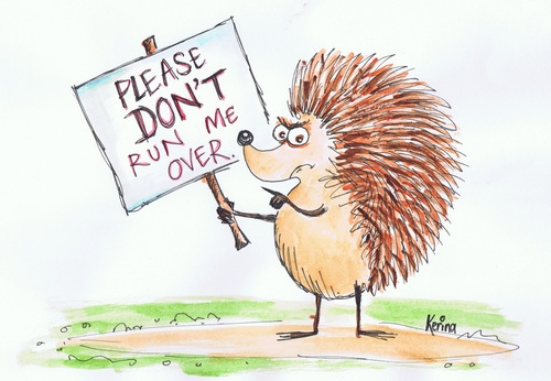 Cartoon: Hedgehog Plea (medium) by Kerina Strevens tagged wildlife,hedgehog,animal,mammal,preservation,protest