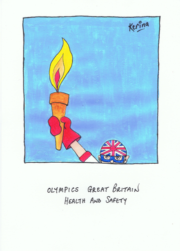 Cartoon: Olympic Health and Safety (medium) by Kerina Strevens tagged icon,fire,england,safety,health,flame,sport,olympics