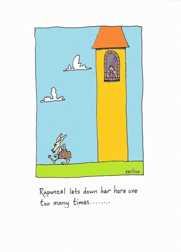 Cartoon: Rapunzel (medium) by Kerina Strevens tagged leave,tower,hare,hair,fairytale