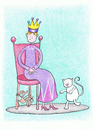 Cartoon: Visiting the Queen (small) by Kerina Strevens tagged children,nursery,rhyme,queen,mouse,chair,london,cat