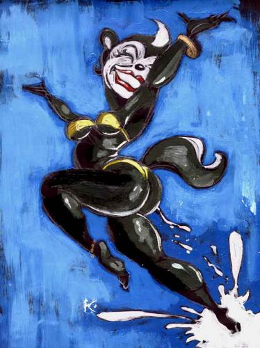 Cartoon: Splash (medium) by Milton tagged water,woman,skunk,buttocks,rearview,bikini,beach,splash