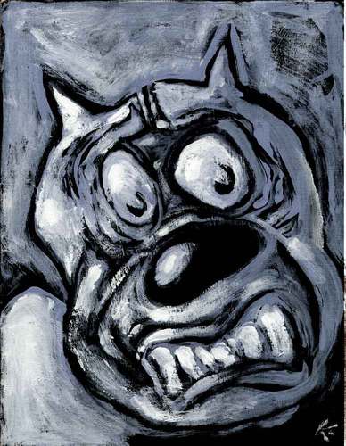Cartoon: The Beating of His Hideous Heart (medium) by Milton tagged horror,terror,fright,cat,poe,expression,face