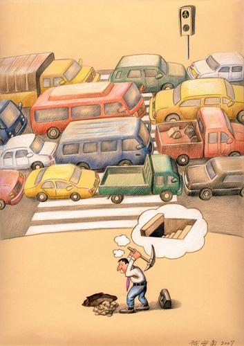 Cartoon: Congestion in the city (medium) by an yong chen tagged 201022