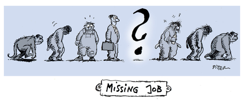 Cartoon: Missing Job (medium) by Klaus Pitter tagged man,mankind,job,evolution,missing,link