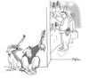 Cartoon: break (small) by Klaus Pitter tagged dog,captive,policeman