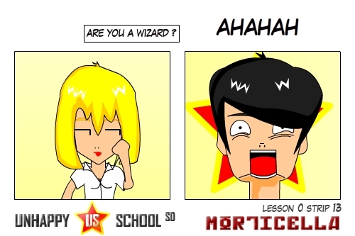 Cartoon: US lesson 0 Strip 13 (medium) by morticella tagged uslesson0,unhappy,school,morticella,manga