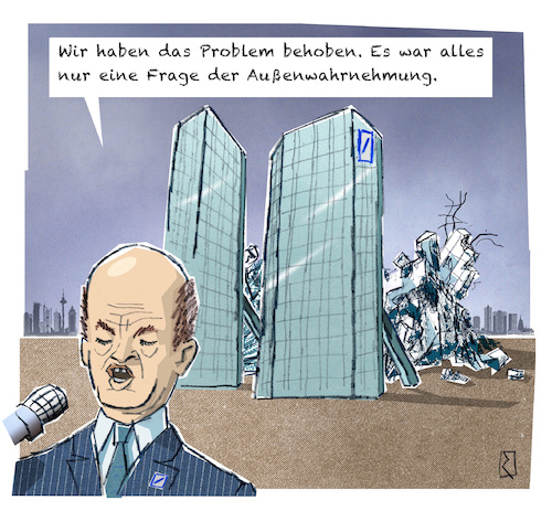 Cartoon: Deutsche Bank (medium) by Jan Rieckhoff tagged deutsche,bank,geldinstitut,geld,finanzen,betrug,verbergen,täuschen,management,banker,broker,aktien,krise,cartoon,karikatur,jan,rieckhoff,deutsche,bank,geldinstitut,geld,finanzen,betrug,verbergen,täuschen,management,banker,broker,aktien,krise,cartoon,karikatur,jan,rieckhoff