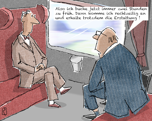 Cartoon: In der Bahn (medium) by Jan Rieckhoff tagged deutsche,bahn,db,fahrplan,bahnverbindungen,stoerung,zugausfall,zugverkehr,zugbetrieb,zugverbindung,schienenverkehr,service,fahrplanaenderung,unzuverlaessig,probleme,verspaetung,puenktlichkeit,unpuenktlich,dauerkrise,fahrgast,ausfaelle,beschwerden,fahrpreis,erstattung,witz,cartoon,comic,karikatur,humor,jan,rieckhoff,deutsche,bahn,db,fahrplan,bahnverbindungen,stoerung,zugausfall,zugverkehr,zugbetrieb,zugverbindung,schienenverkehr,service,fahrplanaenderung,unzuverlaessig,probleme,verspaetung,puenktlichkeit,unpuenktlich,dauerkrise,fahrgast,ausfaelle,beschwerden,fahrpreis,erstattung,witz,cartoon,comic,karikatur,humor,jan,rieckhoff