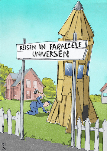 Cartoon: Rakete (medium) by Jan Rieckhoff tagged wunsch,traum,spinnerei,sehnsucht,flucht,spirituell,universum,kosmos,all,space,weltraum,parallel,dimension,reisen,virtuell,fantasie,rakete,satellit,interstellar,planeten,hobby,bastler,selfmade,heimwerker,garten,holz,brett,nagel,hammer,cartoon,comic,karikatur,witz,jan,rieckhoff,wunsch,traum,spinnerei,sehnsucht,flucht,spirituell,universum,kosmos,all,space,weltraum,parallel,dimension,reisen,virtuell,fantasie,rakete,satellit,interstellar,planeten,hobby,bastler,selfmade,heimwerker,garten,holz,brett,nagel,hammer,cartoon,comic,karikatur,witz,jan,rieckhoff