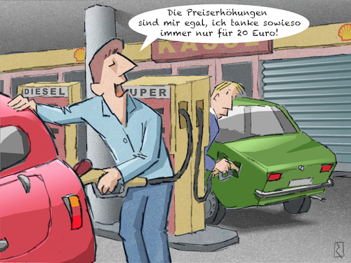 Cartoon: Tankstelle (medium) by Jan Rieckhoff tagged tankstelle,tanken,benzin,sprit,preise,erhöhung,öl,rohöl,kfz,kraftfahrzeug,pkw,fahrzeug,auto,automobil,verkehr,straße,mobil,mobilität,energie,antrieb,motor,nachschub,rohstoff,fossil,treibstoff,kraftstoff,brennstoff,krise,zapfsäule,erdöl,mineralöl,konzern,wirtschaft,geschäft,lieferant,ressourcen,betreiber,ölscheich,cartoon,comic,witz,karikatur,jan,rieckhoff,tankstelle,tanken,benzin,sprit,preise,erhöhung,öl,rohöl,kfz,kraftfahrzeug,pkw,fahrzeug,auto,automobil,verkehr,straße,mobil,mobilität,energie,antrieb,motor,nachschub,rohstoff,fossil,treibstoff,kraftstoff,brennstoff,krise,zapfsäule,erdöl,mineralöl,konzern,wirtschaft,geschäft,lieferant,ressourcen,betreiber,ölscheich,cartoon,comic,witz,karikatur,jan,rieckhoff