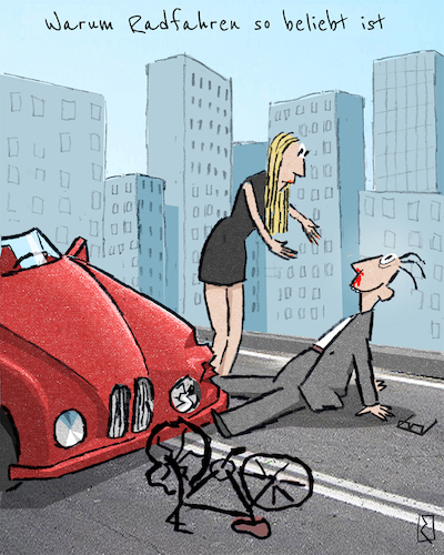 Cartoon: Zusammenstoß (medium) by Jan Rieckhoff tagged auto,kfz,fahrrad,zweirad,bike,autofahrerin,radfahrer,radler,radweg,fahrradzone,fahrradstadt,verkehr,straßenverkehr,verkehrsteilnehmer,verkehrsunfall,vorsicht,aufmerksamkeit,fahrtüchtigkeit,fahruntüchtig,fahrtauglich,führerschein,fahrerlaubnis,crash,bums,blechschaden,straße,zufall,bekanntschaft,treffen,kennenlernen,zusammenstoß,paar,beziehung,verhältnis,liebe,mann,frau,hübsch,schön,blondine,cartoon,witz,comic,karikatur,jan,rieckhoff,auto,kfz,fahrrad,zweirad,bike,autofahrerin,radfahrer,radler,radweg,fahrradzone,fahrradstadt,verkehr,straßenverkehr,verkehrsteilnehmer,verkehrsunfall,vorsicht,aufmerksamkeit,fahrtüchtigkeit,fahruntüchtig,fahrtauglich,führerschein,fahrerlaubnis,crash,bums,blechschaden,straße,zufall,bekanntschaft,treffen,kennenlernen,zusammenstoß,paar,beziehung,verhältnis,liebe,mann,frau,hübsch,schön,blondine,cartoon,witz,comic,karikatur,jan,rieckhoff