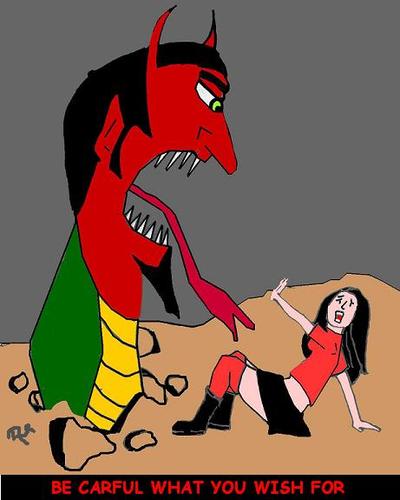 Cartoon: Bad Wishes (medium) by Mewanta tagged devil,satan