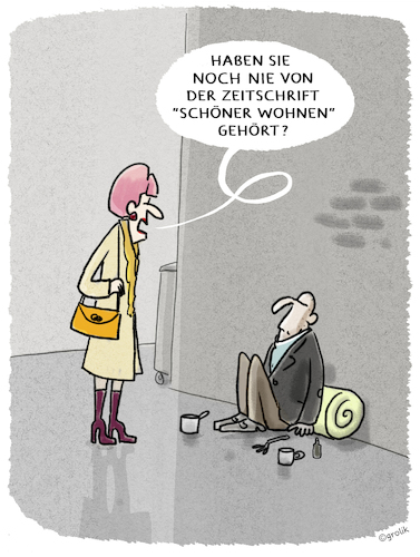 Cartoon: 60 Jahre Schöner Wohnen... (medium) by markus-grolik tagged zeitschrift,schöner,wwohnen,miet,mietsteigerung,luxus,luxussanierung,gentrifizierung,mietr,vermieter,bodenspekulation,obdachlosigkeit,zeitschrift,schöner,wwohnen,miet,mietsteigerung,luxus,luxussanierung,gentrifizierung,mietr,vermieter,bodenspekulation,obdachlosigkeit