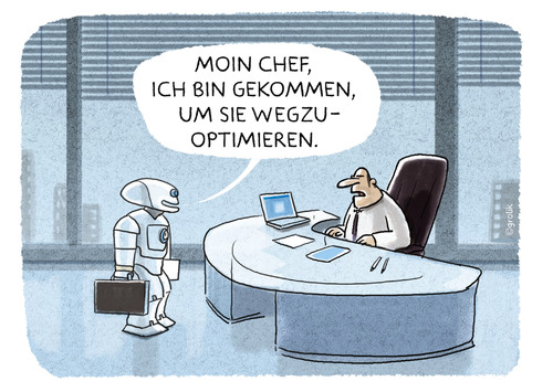 Cartoon: Arbeitsplatz der Zukunft... (medium) by markus-grolik tagged arbeitsmodell,zukunft,grolik,cartoon,automatisierung,roboter,arbeit,chef,intelligenz,künstliche,wirtschaft,datenoptimiert,optimieren,optimieren,datenoptimiert,wirtschaft,künstliche,intelligenz,chef,arbeit,roboter,automatisierung,cartoon,grolik,zukunft,arbeitsmodell