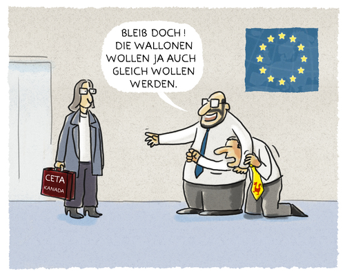 Cartoon: ... (medium) by markus-grolik tagged ceta,eu,kanada,freihandel,freihandelsabkommen,belgien,ttip,martin,schulz,chrystia,freeland,brüssel,ceta,eu,kanada,freihandel,freihandelsabkommen,belgien,ttip,martin,schulz,chrystia,freeland,brüssel