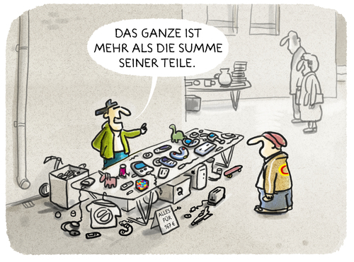 Cartoon: ... (medium) by markus-grolik tagged philospohie,flohmarkt,verkauf,markt,elektronik,smartphone,philospohie,flohmarkt,verkauf,markt,elektronik,smartphone