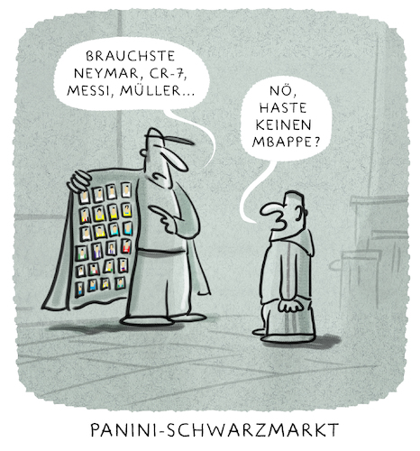 Cartoon: ... (medium) by markus-grolik tagged fussball,wm,favorit,frankreich,russland,finale,2018,mbappe,star,fussballstar,tor,goal,millionen,fans,panini,fussball,wm,favorit,frankreich,russland,finale,2018,mbappe,star,fussballstar,tor,goal,millionen,fans,panini