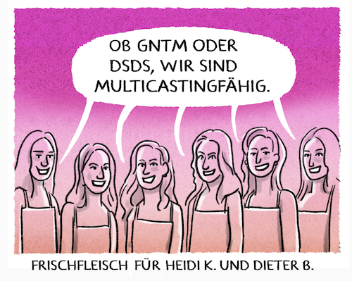 Cartoon: ... (medium) by markus-grolik tagged gntm,dsds,heidi,klum,marketing,privatfernsehen,jugend,star,casting,show,gesellschaft,kapitalismus,gntm,dsds,heidi,klum,marketing,privatfernsehen,jugend,star,casting,show,gesellschaft,kapitalismus