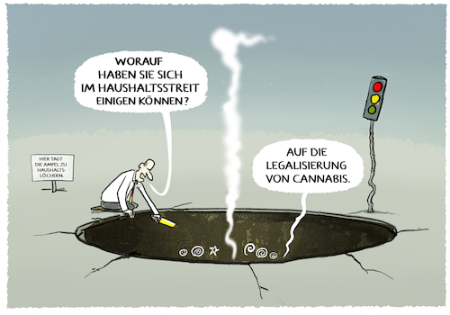 Cartoon: Ampel im Haushaltsloch (medium) by markus-grolik tagged ampel,fdp,spd,gruene,cannabis,gras,haschisch,drogen,legalisierung,deutschland,haushalt,finanzen,finanzierung,kompromisse,kabinett,union,ampel,fdp,spd,gruene,cannabis,gras,haschisch,drogen,legalisierung,deutschland,haushalt,finanzen,finanzierung,kompromisse,kabinett,union