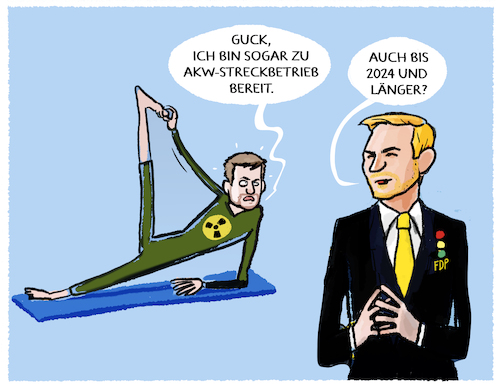 Cartoon: Ampel und die AKW-Laufzeiten (medium) by markus-grolik tagged ampel,habeck,lindner,streckbetrieb,akw,atomenergie,deutschland,laufzeiten,fdp,gruene,spd,russland,gasnotfallplan,energie,ampel,habeck,lindner,streckbetrieb,akw,atomenergie,deutschland,laufzeiten,fdp,gruene,spd,russland,gasnotfallplan,energie