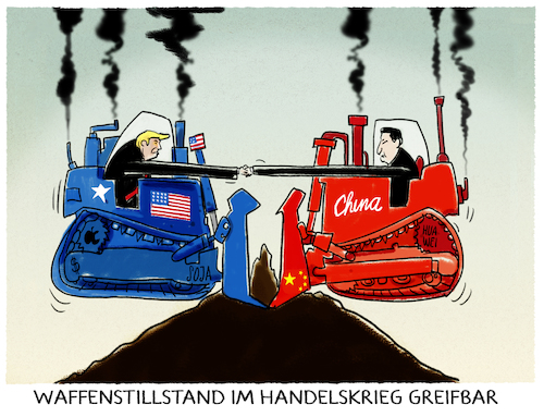 Cartoon: Annäherung.. (medium) by markus-grolik tagged handelskrieg,china,usa,strafzoelle,soja,peking,handel,wirtschaft,handelskrieg,china,usa,strafzoelle,soja,peking,handel,wirtschaft