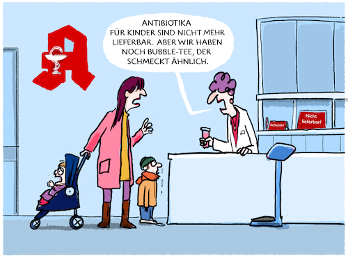 Cartoon: Antibiotika aus... (medium) by markus-grolik tagged antibiotikamangel,lieferketten,pharma,pharmaindustrie,apotheken,arznei,arzneizulassung,bayern,deutschland,kinder,familie,medikamente,antibiotika,antibiotikamangel,lieferketten,pharma,pharmaindustrie,apotheken,arznei,arzneizulassung,bayern,deutschland,kinder,familie,medikamente,antibiotika