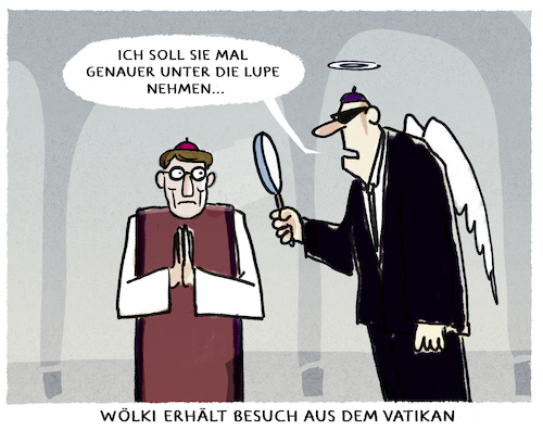 Cartoon: Apostolische Visitation (medium) by markus-grolik tagged wölki,papst,franziskus,missbrauch,bistum,köln,deutschland,kirche,skandal,katholisch,wölki,papst,franziskus,missbrauch,bistum,köln,deutschland,kirche,skandal,katholisch