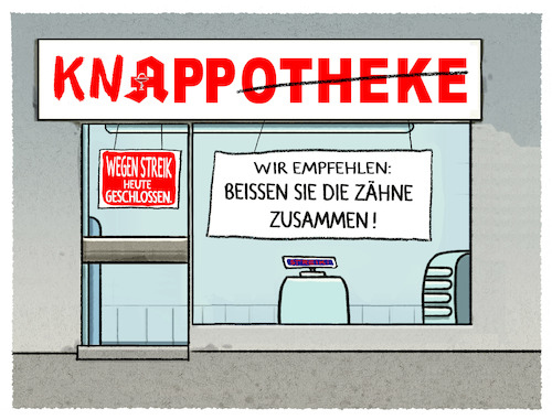 Cartoon: Apothekenstreik.. (medium) by markus-grolik tagged apothekenstreik,apotheker,apotheke,medikamente,mangel,lauterbach,gesundheitssystem,apothekenstreik,apotheker,apotheke,medikamente,mangel,lauterbach,gesundheitssystem