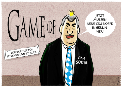 Cartoon: Bajuwarisch... (medium) by markus-grolik tagged makus,söder,minister,csu,partei,horst,seehofer,andreas,scheuer,groko,berlin,makus,söder,minister,csu,partei,horst,seehofer,andreas,scheuer,groko,berlin