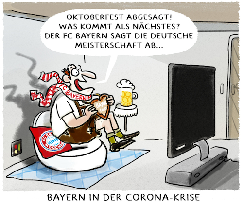 Cartoon: Bayern in der Krise (medium) by markus-grolik tagged oktoberfest,wiesn,ankuendigung,ansteckung,pandemie,epidemie,krankheit,schaden,illustration,karikatur,grolik,befuerchtung,angst,fc,bayern,muenchen,meisterschaft,horror,fernseher,fernsehen,tracht,mann,mass,bier,hobby,tradition,corona,absage,oktoberfest,wiesn,ankuendigung,ansteckung,pandemie,epidemie,krankheit,schaden,illustration,karikatur,grolik,befuerchtung,angst,fc,bayern,muenchen,meisterschaft,horror,fernseher,fernsehen,tracht,mann,mass,bier,hobby,tradition,corona,absage