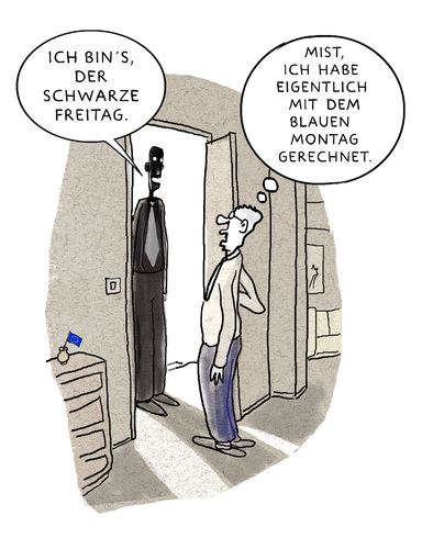Cartoon: Besuch... (medium) by markus-grolik tagged besuch,wirtschaft,krise,burn,wochentage,out,depression,november,und,so,weiter,cartoon,grolik