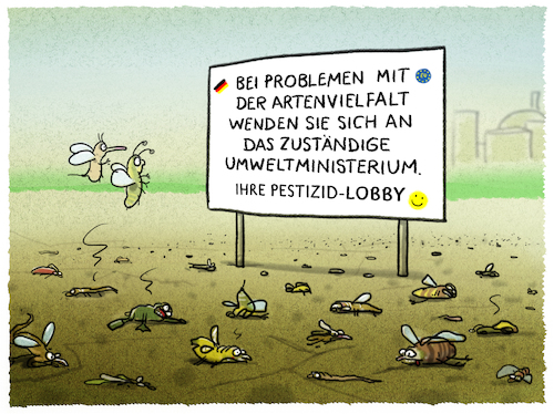 Cartoon: ...Biodiversität... (medium) by markus-grolik tagged pestizid,lobby,umweltministerium,un,weltbericht,artensterben,insekten,nahrungskette,tiere,schmetterlinge,bienen,herbizid,klima,umwelt,zerstoerung,ipbes,biodiversität,natur,paris,pharma,industrie,wirtschaft,pestizid,lobby,umweltministerium,un,weltbericht,artensterben,insekten,nahrungskette,tiere,schmetterlinge,bienen,herbizid,klima,umwelt,zerstoerung,ipbes,biodiversität,natur,paris,pharma,industrie,wirtschaft